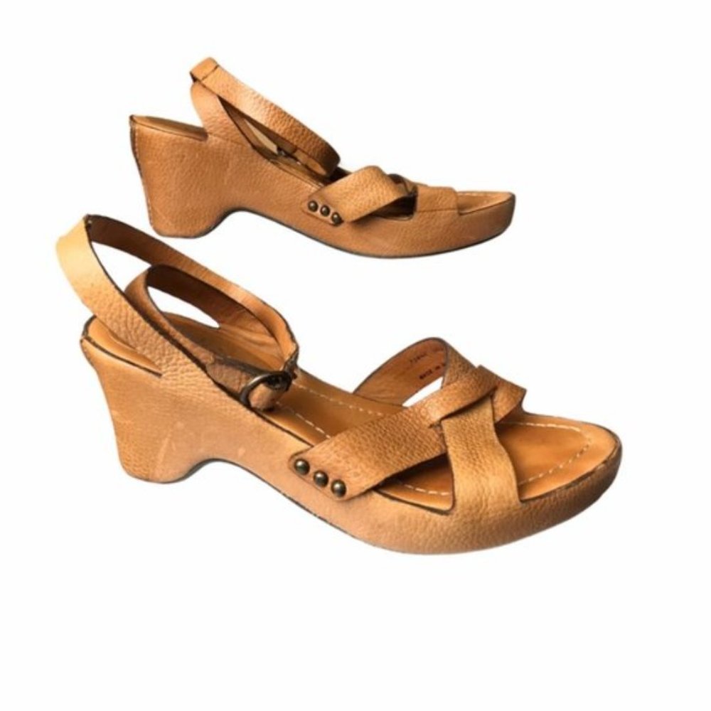 Frye Cognac Tan Leather Strappy Low Sandals 73840